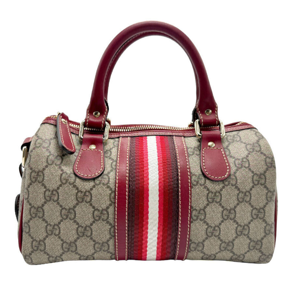 Gucci Top Handle Bag GG Supreme Canvas Red Brown